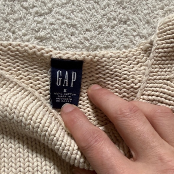 Gap Women's Knit 100% Cotyon Cream Sweater Sz S - Picture 3 of 11